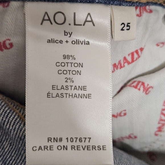 Alice + Olivia AO.LA high rise raw hem jeans size 25 - Picture 11 of 14